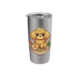 Funny Noodle Dog Ramen Cute Poodle in Bowl Kawaii Food Lover Stainless Steel Insulated Tumbler