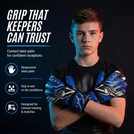 Youth Soccer Goalie Gloves, Kids Football Goalkeeper Gloves Ages 6-13