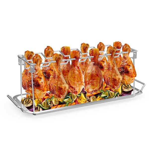 onlyfire Chicken Leg Rack for Grill with Drip Tray, 12