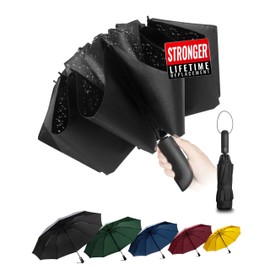 Conlun Compact Folding Umbrella Storm Proof - Automatic Windproof Black Folds Inwards for Men, 210T Fabric 114cm Wingspan, 10 Bone Umbrella Large Christmas Gifts