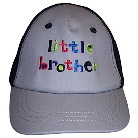 N'Ice Caps Baby Boys Cute Embroidered Ball Caps (12-24 Months Little Brother/Grey and Black)