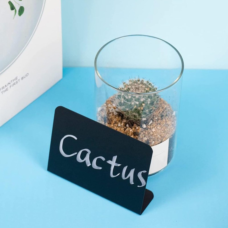 5Pcs Acrylic Mini Chalkboard Signs, 100mmx75mm L-Shaped Erasable Small Blackboard