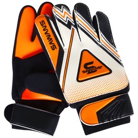 Football Goalkeeper Gloves Boys Kids Children Youth Adult Soccer Goalie Protection Goal Keeping Gloves Finger Support Wrist Junior Anti Slip Palm (Size 6 for 13 to 15 year old, Black/Orange)