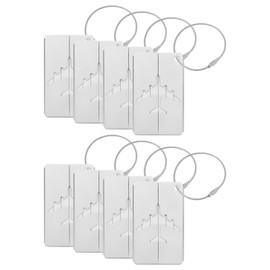uxcell Travel Luggage Tags for Suitcases, 8Pcs Aluminum Metal Luggage Tags with Strap, Privacy Protection Bag Tags for Travel Luggage Baggage Identifier (Silver)