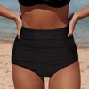 New Women's High-Waist Tummy-Control Quick-Dry Triangle Bikini Bottoms Bikini L/Black 5ea