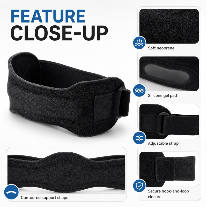 Patella Knee Strap for Sports Support – Adjustable Neoprene Compression