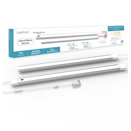 Leetdud Under Cabinet Lighting Plug in with Hand Wave Sensor Dimmer ON/Off 16 Inch 2 Pcs, 4000K Ultra Thin Super Bright, Linkable Under Cabinet Lights for Counter, Kitchen, Shelf, Closet