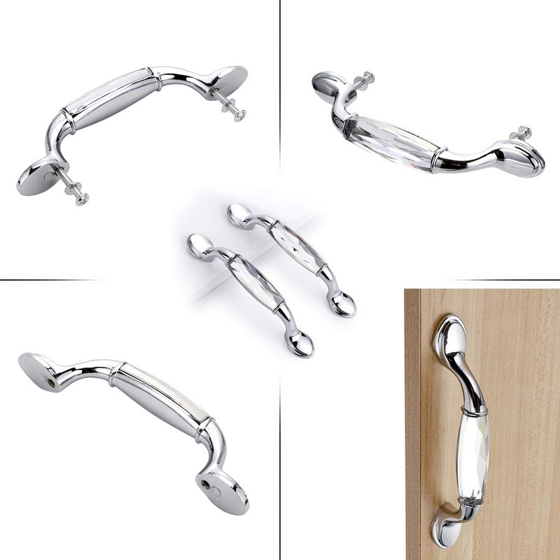 IGNPION 2pcs Crystal Drawer Handles Drawer Wardrobe Kitchen Door Knob