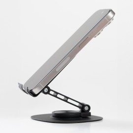 AT&T Professional Series Premium Metal Folding Stand Black 360-Degree Rotation Universal Device Compatibility Portable Desktop Solution