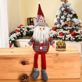 Christmas Santa Claus Decor Plush Sitting Long-Legged Figure Christmas Santa Father Snowman Reindeer Doll Decoration Christmas Ornament Santa Claus Table Fireplace Decoration Xmas Party Decor Gift