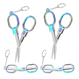 UCEC Folding Scissors, 4 PCS Foldable Scissors Stainless Steel Mini Travel Scissors, Small Scissors Pocket Portable Scissors, Mini Compact Craft Scissors Sewing Scissors for Office, Home, Outdoor