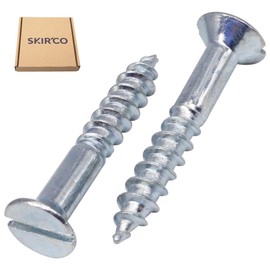 SKIR'CO (Pack of 10) Galvanised Steel Wood Screws 4.0 x 25mm Slotted Flat Head Countersunk DIN 97 Screws