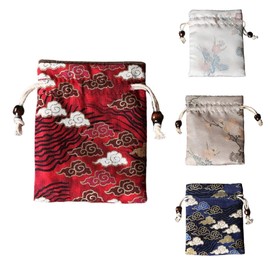 [Lifestyle Shop] Amulet Amulet Storage Case, Women's, Accessories, Storage Case, Portable, Beige, Portable, Amulet Bag, Dull Color, Cute, Gift, Blue Cloud Red