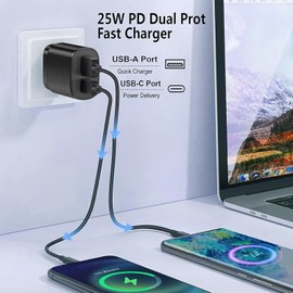 Sumsamg 25W USB C Fast Charger Dual Port for Galaxy S22/S22 Ultra/S21 Ultra 5G/S21 FE/S20/S10/S9/A13, Fast Charger USB C