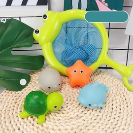 Baby Bath Toys Toddler Bathtub Toy Induction Light Up Bath Animal Toys Water Flashing Toys Type A with Net