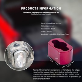 wzrasmiles RED Aluminum Replacement Tailgate Hinge Bushing Compatible with 2005-2024 Nissan Titan Tailgate Hinge Bushing