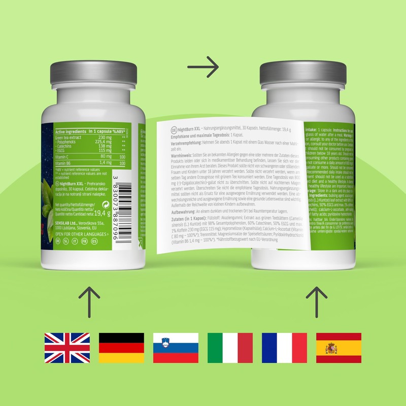 Premium Entkoffeinierter Grüner Tee, Vitamin B6 und Vitamin C –