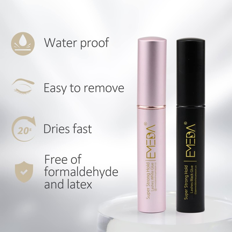 EMEDA False Eyelashes Glue Super Strong Hold Clear Black Glue