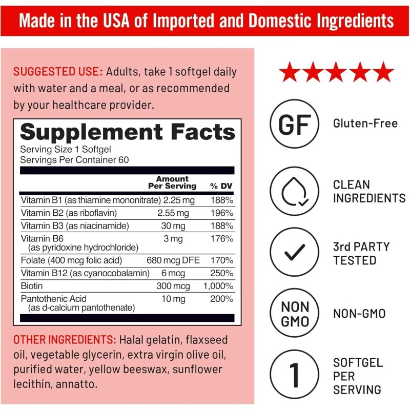 Nature.Wise Vitamin B Complex Supplement - Super B Vitamin, Immune