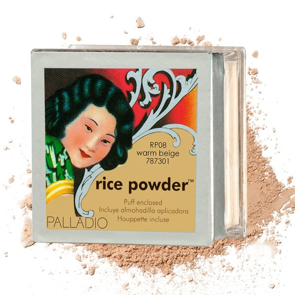 Palladio Rice Powder, Warm Beige, Loose Setting Powder, Absorbs Oil, Leaves Face Looking and Feeling Smooth, Helps Makeup Last Longer For a Flawless, Fresh Look