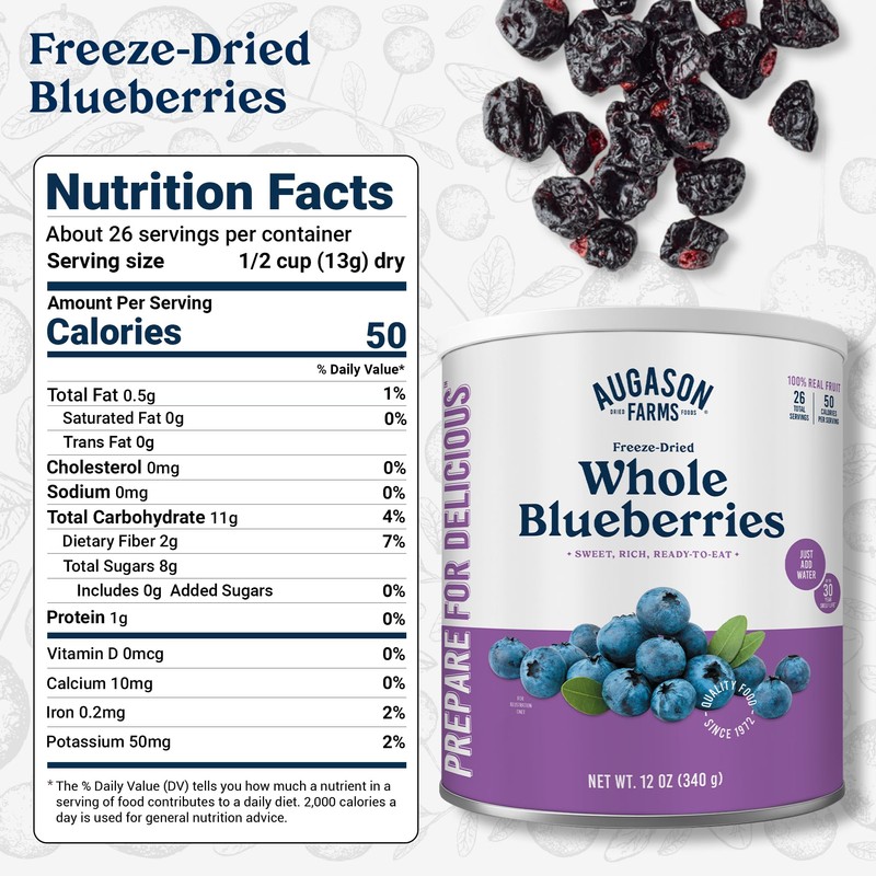 Augason Farms Dried Whole Blueberries Can – Dried Fruit for