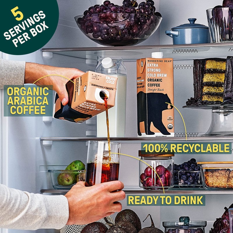 Wandering Bear Straight Black Organic Cold Brew Coffee, 32 fl