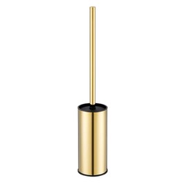 Toilet Brush Holder Gold, Stainless Steel 304 Gold Round Freestanding Toilet Bowl Brush and Holder for Bathroom