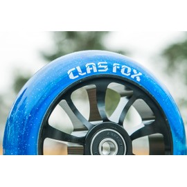 CLAS FOX Pro Stunt Scooter Wheels 110 mm One Pair with ABEC-9 Ball Bearings CNC Metal Core (2 Pieces) (Transparent Blue)