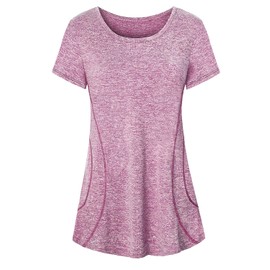 Cucuchy Womens Yoga Tops Flowy Fitness Workout Shirts Short Sleeve Activewear