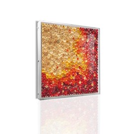 COOLDEI 3D Wooden Floral Wall Art – Handmade Red Wood Coil Abstract Sculpture (24"x24") | Modern Boho Textured Decor | Light-Reflecting Wall Art for Living Room, Bedroom, Office('Sunset Ember')