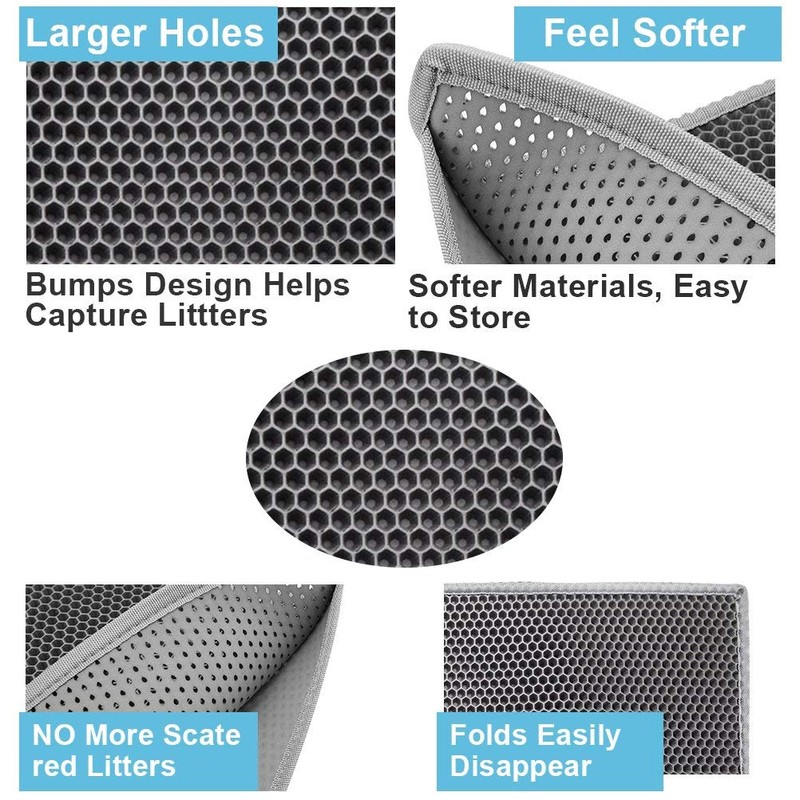 Pieviev Cat Litter Mat Double Layer Waterproof Urine Proof Trapping