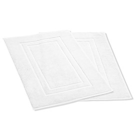 Makooz 2 Pc Banded Bath Mat Set - 1000 GSM Ring Spun 100% Cotton - Machine Washable, Ulta Soft, Water Absorbent, Quick Drying, Plush Foot Towel for Bathroom Tub and Shower - White 50x70cm