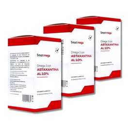 Smart Mega Pack 3 pzas Astaxantina 10% Ultra Pura con Omega 3, Protección Avanzada para Ojos, Corazón y Células, 30 Cápsulas c/u