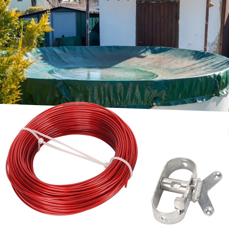 150ft Pool Cover Cable with Rustproof Aluminum Winch for Above