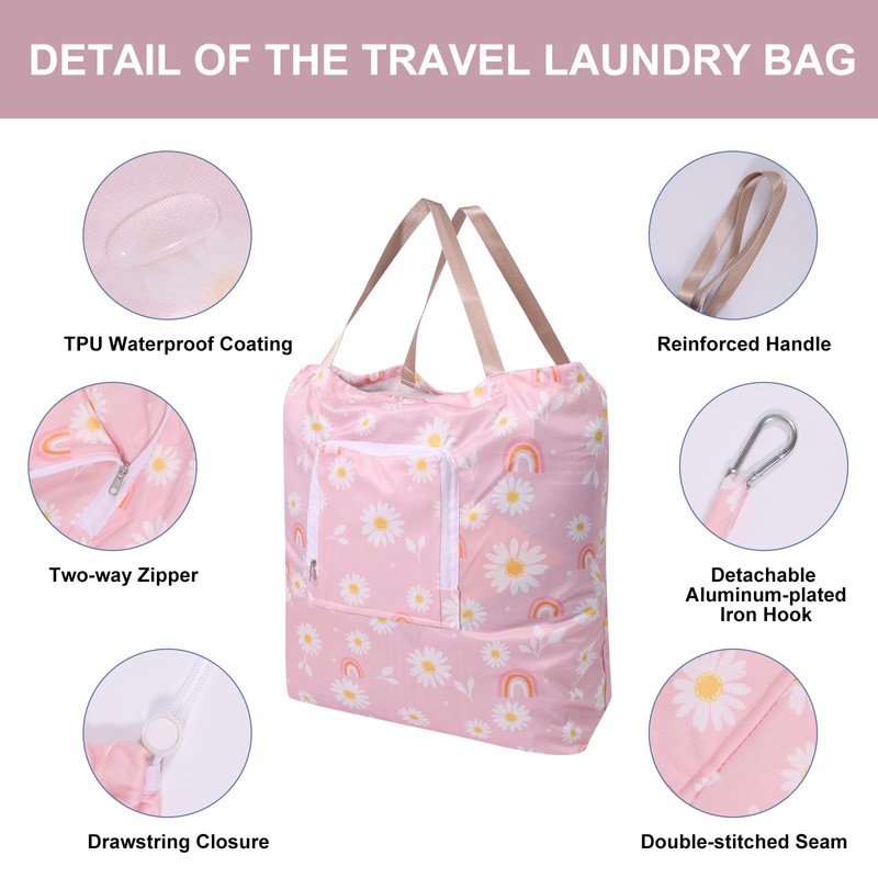 2Pcs Packable Large Laundry Bags for Dirty Clothes - Waterproof,