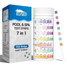 7 IN 1 Pool-Teststreifen für Spa, 150 Stück Wassertester Tester für Spa Schwimmbad, Genauer Test-Brom, Gesamtalkalinität, Freies Chlor, Gesamthärte, Cyanursäure und Gesamtchlor, pH