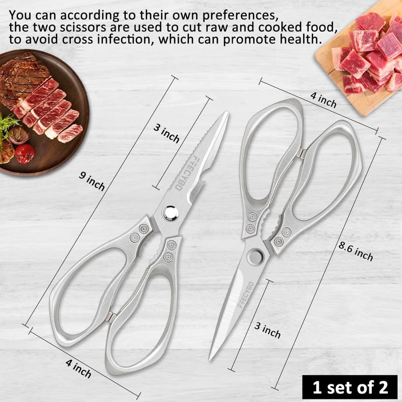 All Purpose Heavy Duty Shears, 2-Pack Kitchen Scissors for Food,