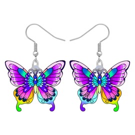 BAMAY Acrylic Cute Butterfly Earrings Insects Dangle Butterfly Gifts for Women Girls Spring Butterfly Jewelry (Lilac)