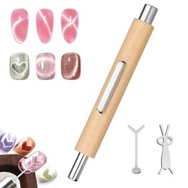 CHENLONB Nail Magnet, 3-Way Strong Magnet, Wooden Stick, Cat Eye Effect, Heart, Rabbit, Cute, Nail Art, Nail Art Tool, DIY, Self-Use, 3-Piece Set