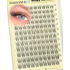C Curl Wispy Lash Clusters Natural Cluster Eyelash Extensions Waterproof Eyelashes Clusters 10-16mm Clear Band Individual Lashes for DIY Lash Extensions by Goddvenus (120Pcs Soft & weightless)
