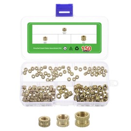sourcing map 150Pcs M3 M4 M5 Knurled Insert Nuts, Brass Knurled Threaded Embedment Nuts 3D Printing Brass Nuts for 3D Printing Parts Laptop Automotive Plastic Shell
