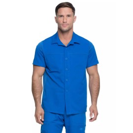 Dickies Dynamix Scrubs for Men, Button Front Collar Shirt with Four-Way Stretch