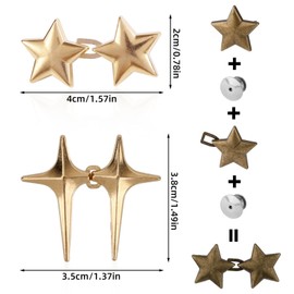 8 Sets Pant Waist Tightener, Alloy Adjustable Star Button Waist Adjuster No Sewing Required Instant Removable Waistband Tightener for Loose Jeans & Skirts and More