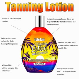 isletan Bronzing Tanning Lotion For Indoor Tanning Beds With Bronzer And Accelerator & DHA Free Formula, Indoor Tanning Bed Lotion For Outdoor Sun, Sunbed Accelerator For Tattoos, 13.5OZ