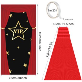 Corredor de Alfombra Roja para Decoraciones de Fiesta Cubierta de Entrada de Puerta de Escenario VIP 2.6 x 15 Pies Corredor de Fiesta Roja de 55 G/M² para Fiestas Temáticas de Películas Glamorosas