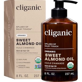 Organic Sweet Almond Oil, 100 Pure (8oz) - for Skin  Hair, Nourishing Carrier Oil for Face  Body                                                      