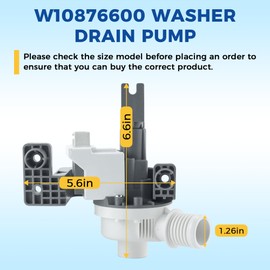 W10876600 B25-3A04 W10727777 Washer Drain Pump Replacement Compatible with Whir.lpool, May.tag, Ken.more Washing Machine Replace W10876600VP AP6004933 PS11738156 By Fetechmate