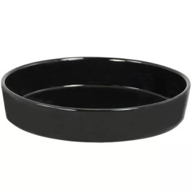 Japanese Ikebana Vase Suiban 12"D Ceramic Black Bonsai Flower Container Pot Tray