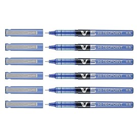 Pack of 6Pilot V5Hi-Tecpoint Liquid Ink Rollerball Pen Fine Blue Pasteaa