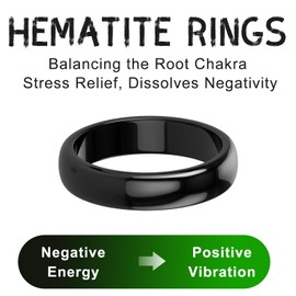 Lonage Hematite Ring for Women Men, Genuine Magnetic Black Stones Ring for Anxiety Balance Root Chakra, Absorb Negative Energy Jewelry Size 6-13 (13)